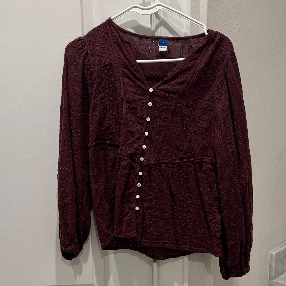 Old Navy Deep Burgundy Blouse with Buttons